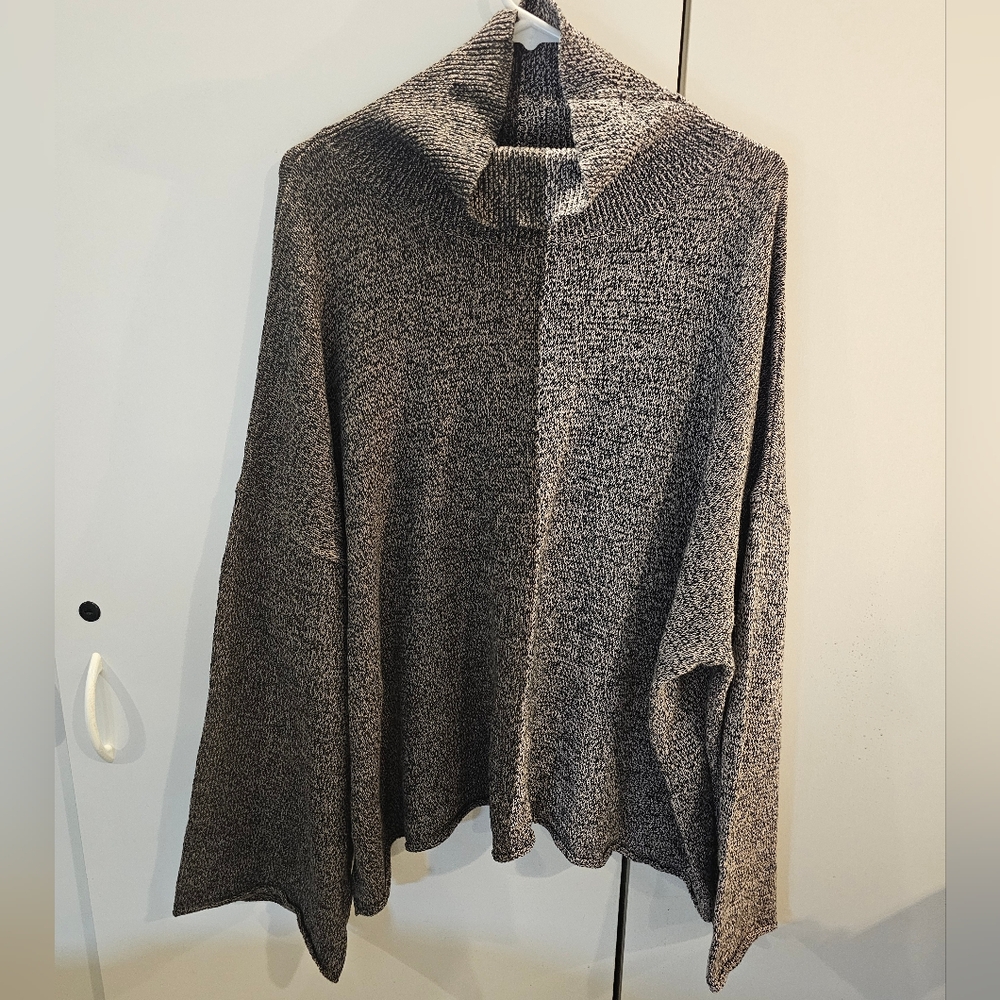 Peace Love World Charcoal Cowl Neck Sweater